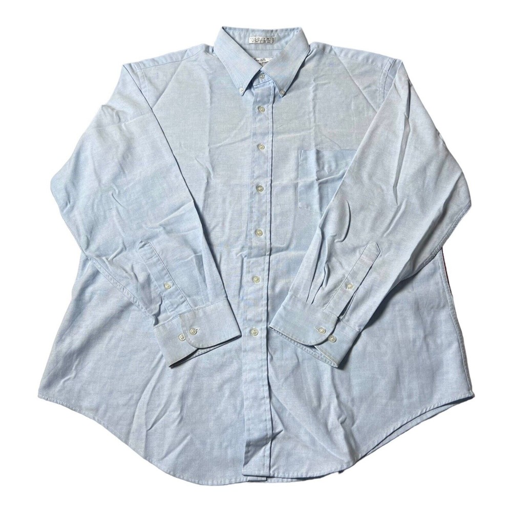 Sears Roebuck Vintage Single Needle Blue Long Sleeve Dress Shirt Mens Size 17.5